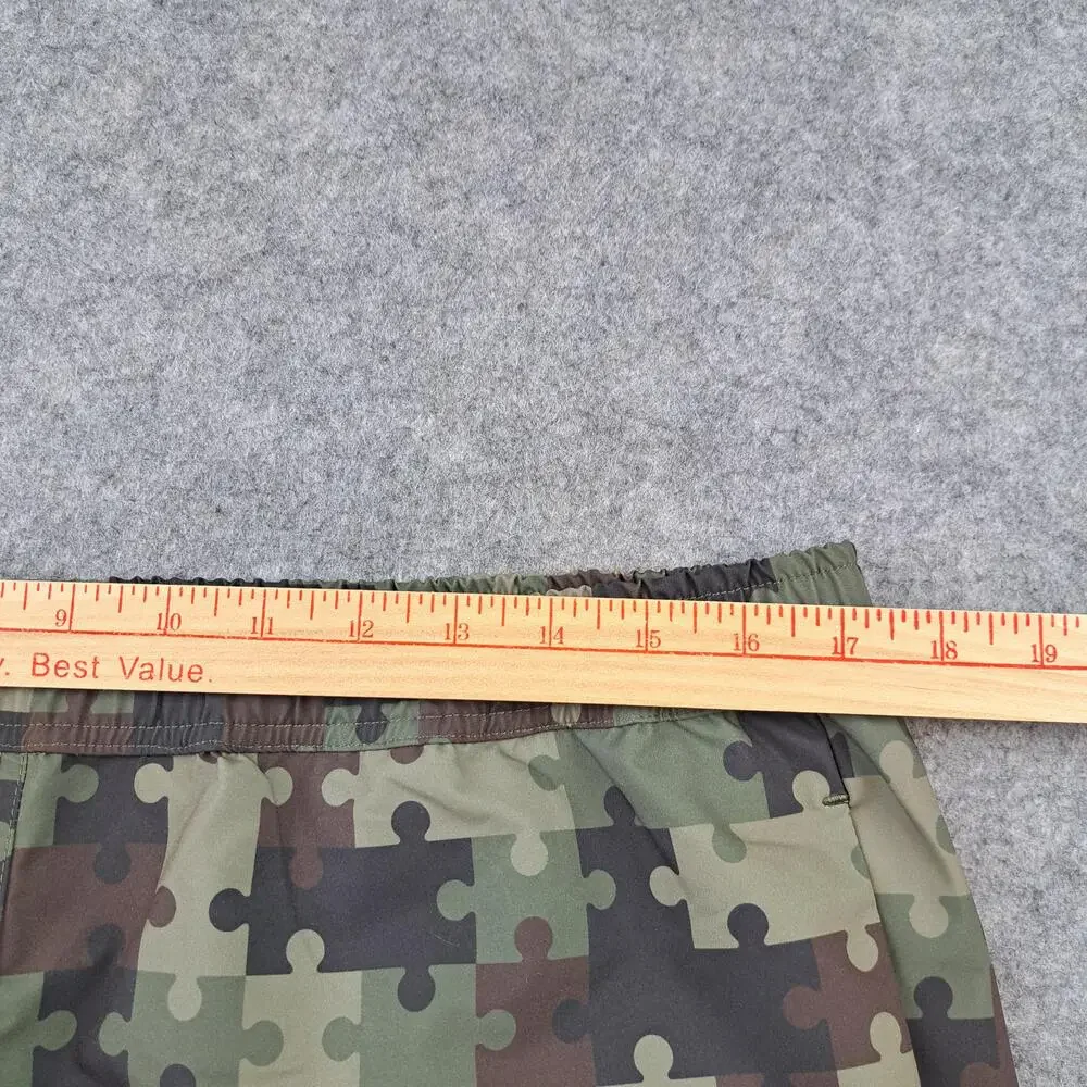 Dime Pants Mens Large Green Brown Puzzle Camo Track Zip Pockets Skate Outdoors